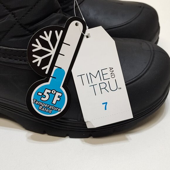 Time And Tru Winter Quilted Booties -5°F Rated Skid Resistant Women Size 7 NWT - Picture 8 of 10